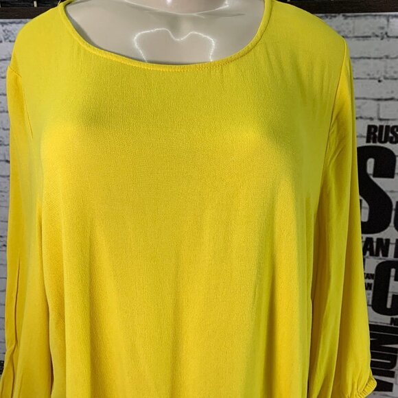 Junarose Yellow Sheer Side Tassel Tie Top - Picture 2 of 6